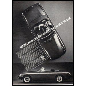 1976 MG MGB Convertible Roadster Vintage Print Ad Biggest Sunroof Wall Art Photo